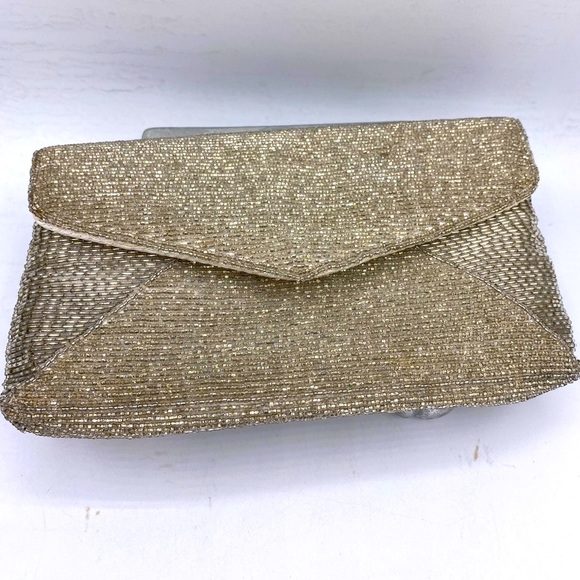 Vintage DELILL Elegant Gold/ Champagne Beaded Clutch Handbag Handmade In China - Picture 11 of 11